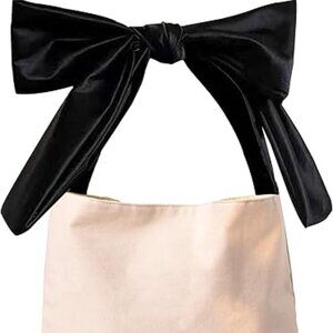 NEW! BOW BAG Canvas Tote Bag Coquette Purse BLACK BOW
